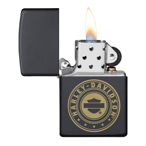 Zippo Zippo Harley Davidson Lighter Gold Logo Black Matt Finish Windproof Refillable 1
