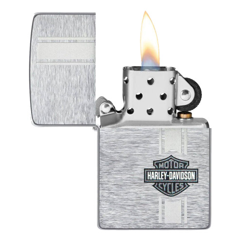 Zippo Zippo Harley Davidson Lighter Silver Brushed Chrome Logo Design Collectable New 2