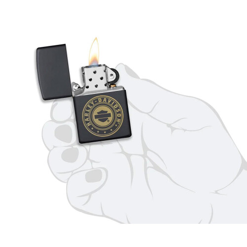 Zippo Zippo Harley Davidson Lighter Gold Logo Black Matt Finish Windproof Refillable 2