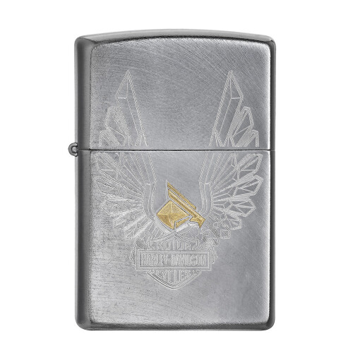 Zippo Zippo Harley Davidson Lighter Engraved Golden Head Eagle Phoenix Silver Body 1