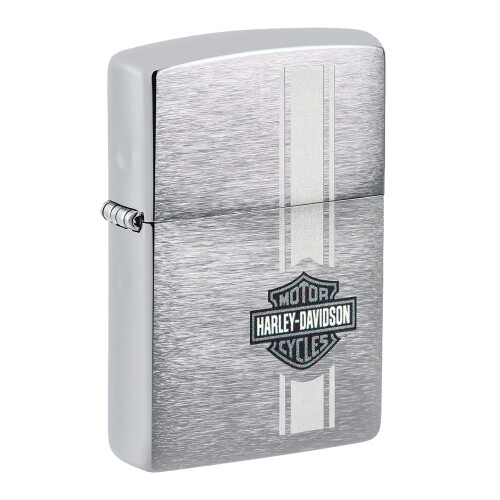 Zippo Zippo Harley Davidson Lighter Silver Brushed Chrome Logo Design Collectable New
