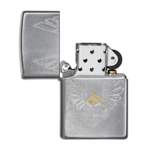 Zippo Zippo Harley Davidson Lighter Engraved Golden Head Eagle Phoenix Silver Body 2