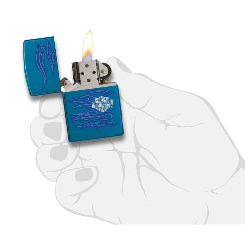 Zippo Zippo Harley Davidson Lighter High Polish Blue Flame Biker Windproof Refillable 2