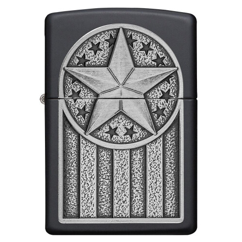 Zippo Zippo Lighter American Metal Emblem Windproof Flame Refillable Lighter Black 1