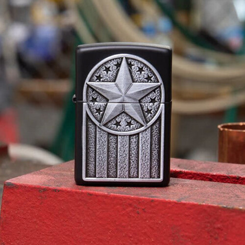 Zippo Zippo Lighter American Metal Emblem Windproof Flame Refillable Lighter Black 2