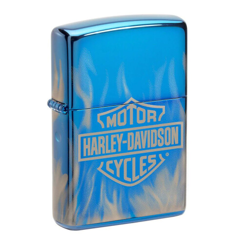 Zippo Zippo Harley Davidson Lighter High Polish Blue Hot Flame Windproof Refillable