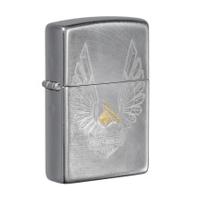 Zippo Harley Davidson Lighter Engraved Golden Head Eagle Phoenix Silver Body