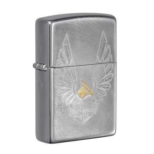Zippo Zippo Harley Davidson Lighter Engraved Golden Head Eagle Phoenix Silver Body