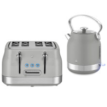 Swan Retro Traditional Kettle & 4 Slice Toaster Grey 1.7L Fast Boil 7 Browning