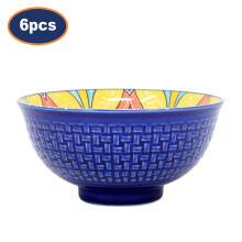 Dessert Bowl Set Stoneware Blue Mandala 12cm Snacks Pudding Bowl Decorative 6pcs