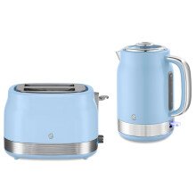 Swan Retro Kettle & Toaster Set Blue 1.7L Fast Boil 6 Browning Defrost Reheat