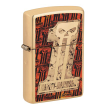Zippo Harley Davidson High Polish Brass #1 Skull Fusion Design Windproof Flame