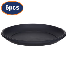 Pot Saucer Round Water Drip Tray Black Venetian Plastic Plant Garden 43cm 6Pcs