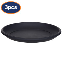 Pot Saucer Round Water Drip Tray Black Venetian Plastic Plant Garden 43cm 3Pcs