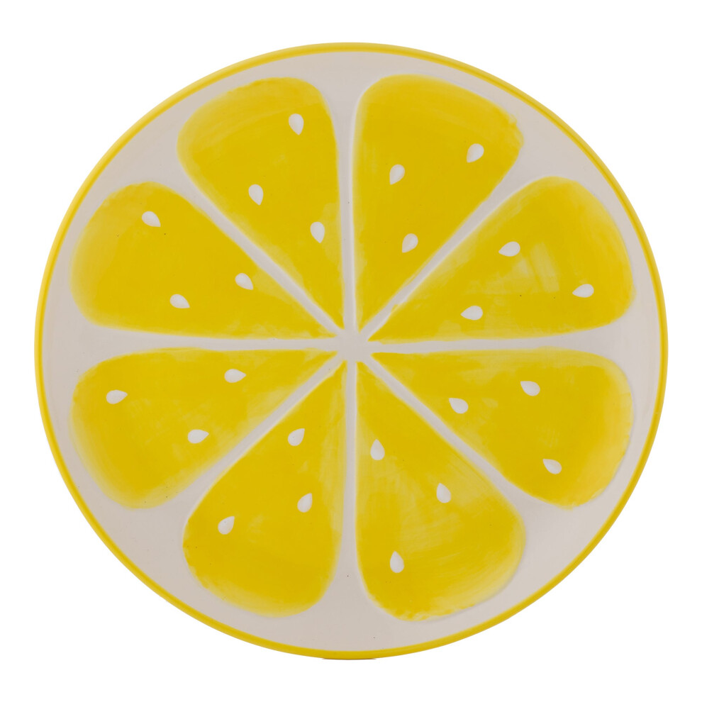 Typhoon Dinner Plate Ceramic Lemon Platter 28Cm Round Serving Plate Dish Crockery Yellow