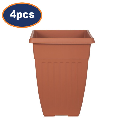 4pcs 42cm Tall Planter Athens Traditional Terracotta Square Pot Garden Plants