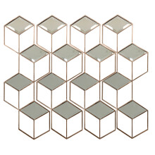 Honeycomb Mirror Wall Mounted Hanging Set of 4 Brushed Gold Finish Home Décor