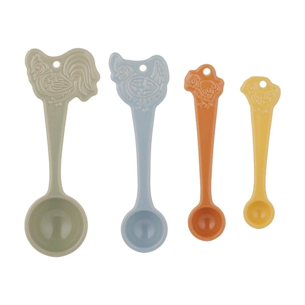 Mason Cash Measuring Spoons Set Of 4 Home To Roost Stoneware Cockerel Embossed Kitchen