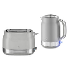 Swan Retro Kettle & Toaster Set Grey 1.7L Fast Boil 6 Browning Defrost Reheat