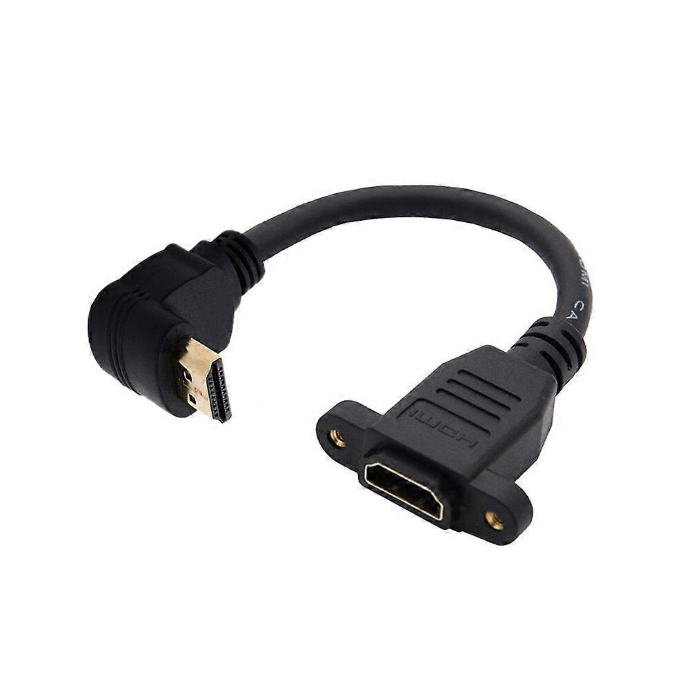 Hk&Hanker Hdmi-Compatible 2.0V 4K*2K Angle 90 Degree Male To Female Extension Cable Panel Mount With Screw Hole For Psp Hdtv 9408048594894