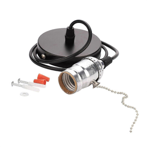 HK&Hanker E27 Vintage Pendant Light Holder with Pull Chain Switch Silvery Lamp Base Ceiling Mounted 2026