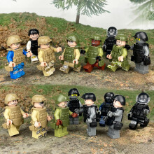 16 PCS Anti-Terrorism Military Figures Modern Special Forces Building Blocks Set for Children