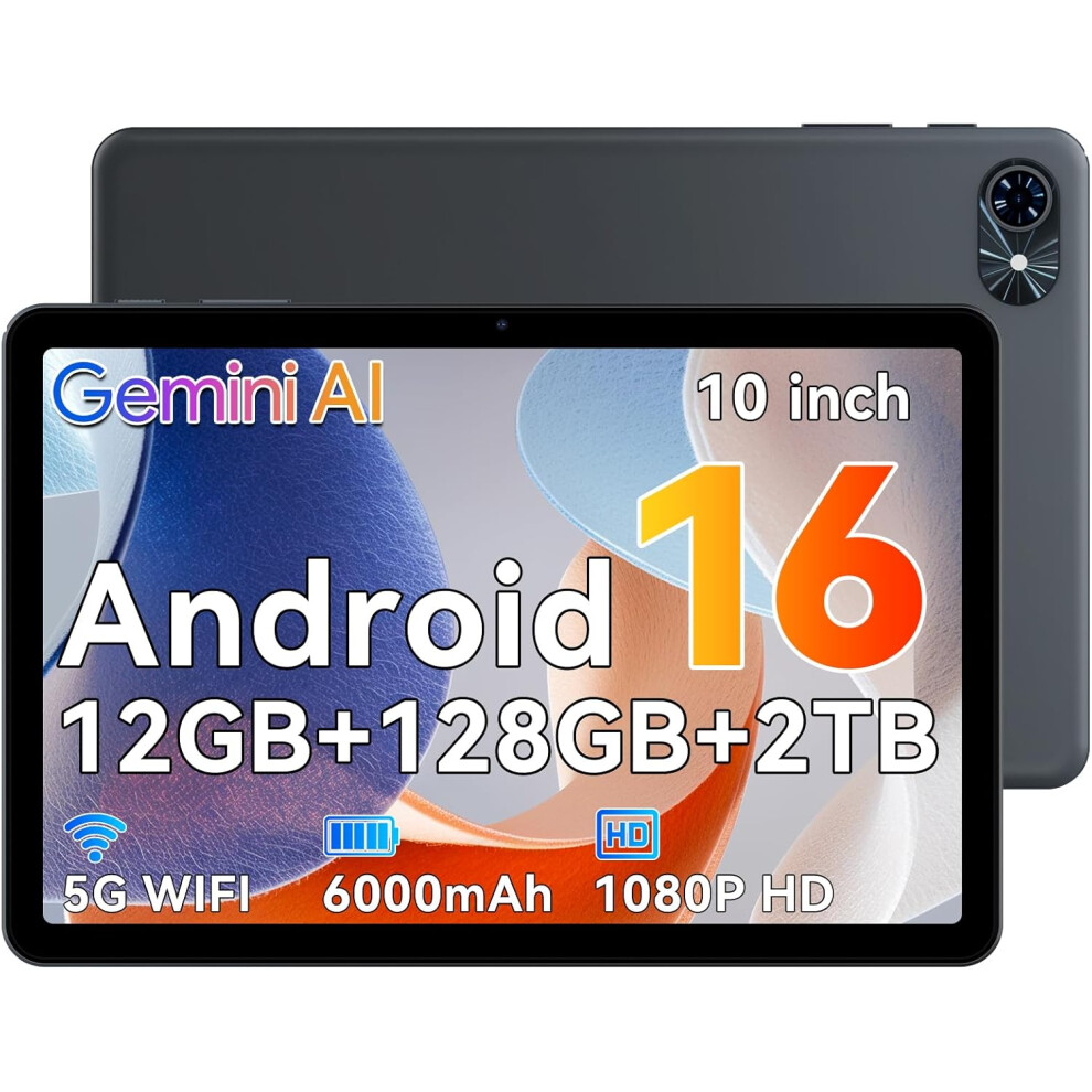Android 16 Tablet 10 Inch 12Gb Ram 128Gb Storage 2Tb Expandable 120Hz Fhd 5G Wifi Bluetooth Gps 6000Mah Fast Charging- Grey 541234567889