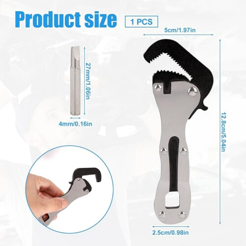 Micro Multi Function Pipe Stubby Spanner Plumbers Plumbing Short Mini Wrench with Screwdriver Head Miniature Adjustable Wrench 2 in 1 Wrench 1