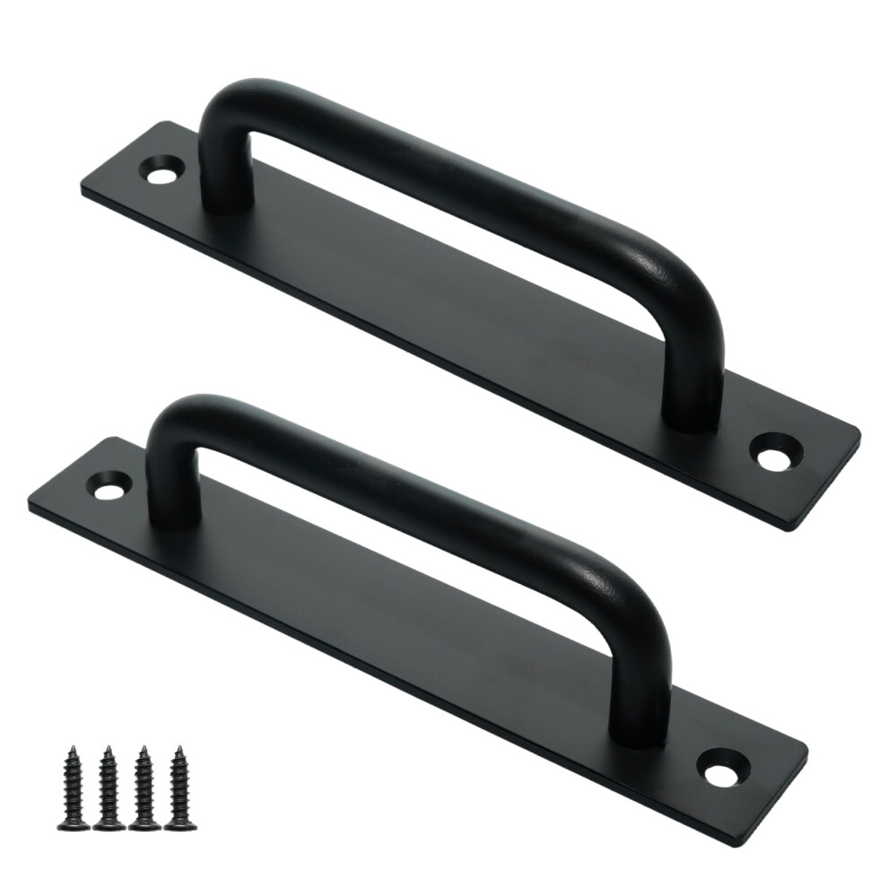 2Pcs Black Barn Door Handle Set, Durable Aluminum Pull Handles For Sliding Doors Cabinets Wardrobes 9351714562430