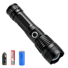 Super bright 90000lm LED tactical flashlight with rechargeable battery and zoom