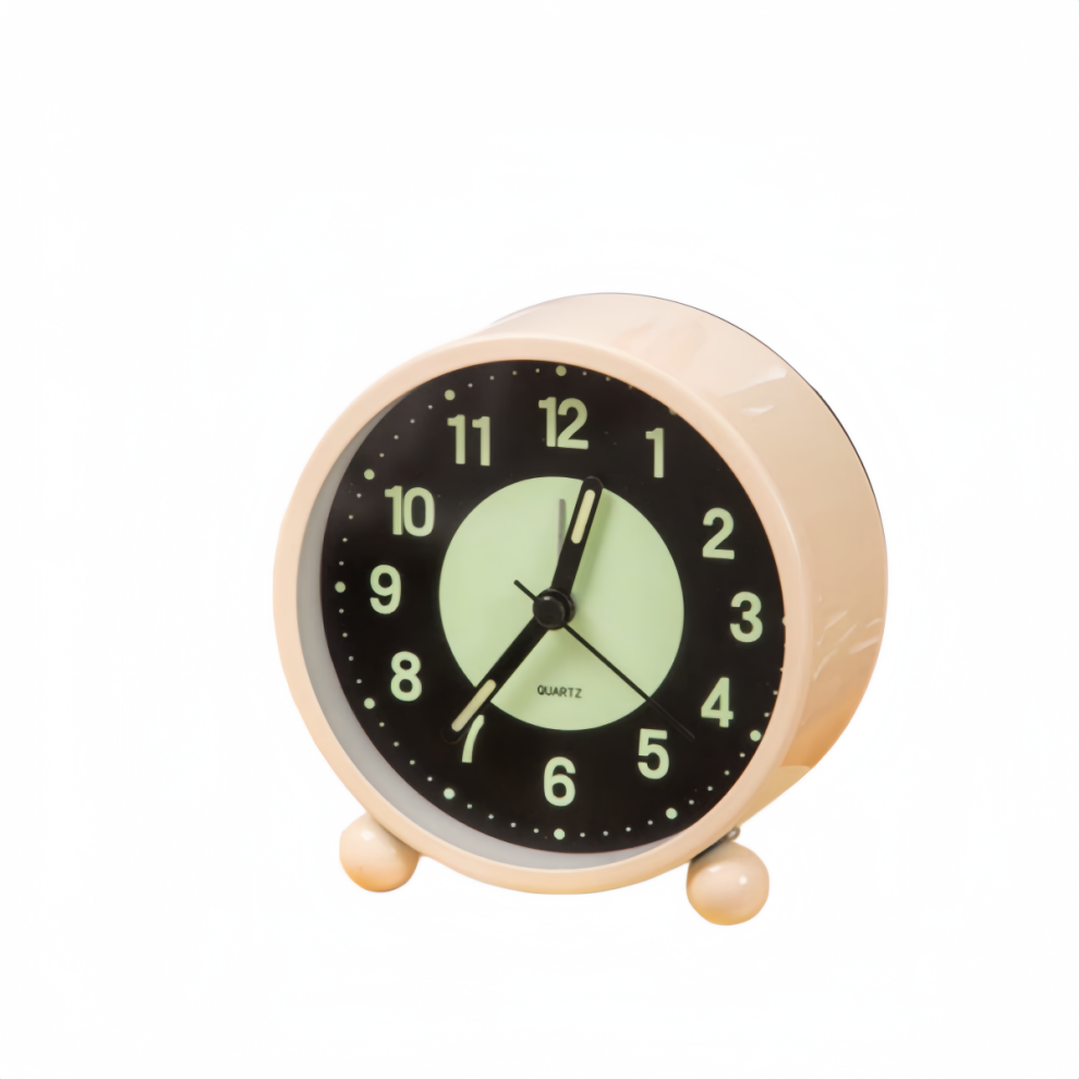 4" Analog Luminous Alarm Clock Twin Bell Silent Non-Ticking Quartz Battery Operated Loud with Backlight for Bedside Table Vintage Retro Style