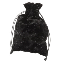Velvet Tarot Card Bag with Secure Drawstring Closure, Black Pouch for Tarot Deck and Jewelry Storage