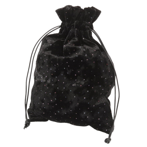 Velvet Tarot Card Bag with Secure Drawstring Closure, Black Pouch for Tarot Deck and Jewelry Storage