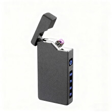 Electric Lighter USB Rechargeable Windproof Dual Arc Flameless Plasma Lighter for Outdoor Camping Kitchen Black