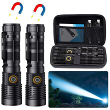 Rechargeable Tactical Flashlight 1500M Long Beam  Lumens LED Magnetic USBC Fast Charging Zoomable Light for Camping and Hiking