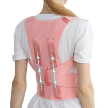 Adjustable Posture Corrector for Women and Men, Breathable Back Brace for Shoulder and Neck Pain Relief, Pink S
