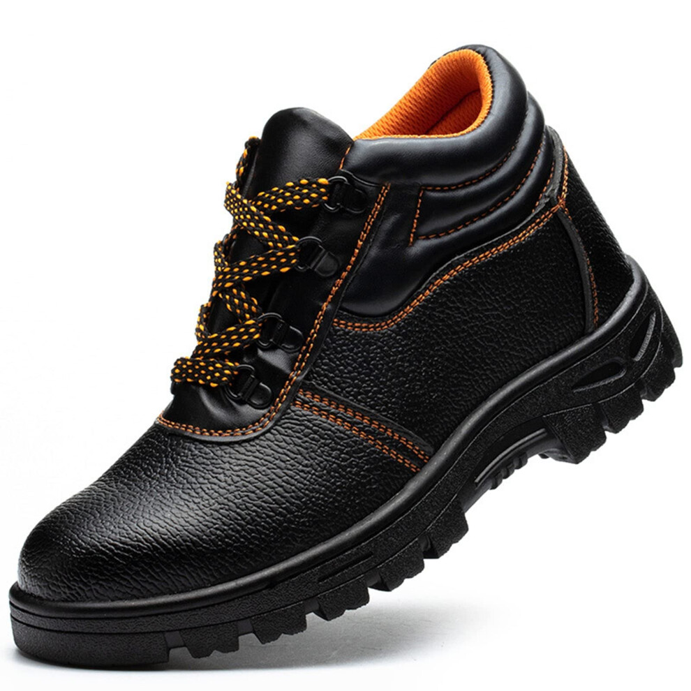 Steel Toe Work Boots For Men Black Size 7.5, Antipuncture Sole And Slipresistant Safety Shoes For Construction 9351714562836