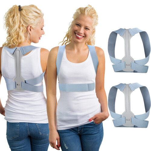 2 Pack Adjustable Back Posture Corrector for Women with Dual Comfort Padding and Breathable Slim Support