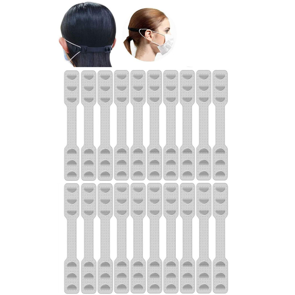 20Pcs Adjustable Mask Extender Strap Hooks, Reusable Plastic Ear Saver For Adults And Kids, White 9771547937524