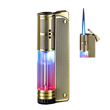 Vintage Butane Torch Lighter Bronze, Windproof Blue Flame, Adjustable Flame Control for Camping