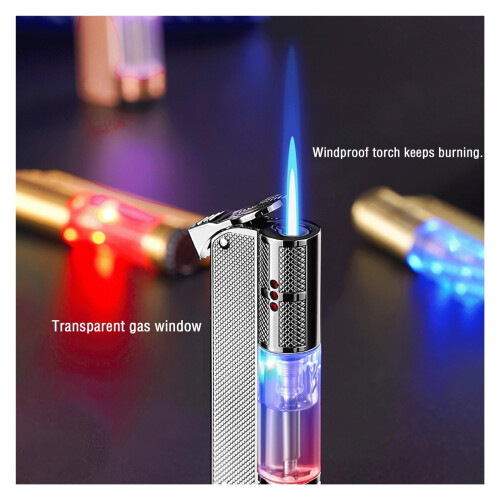 Vintage Butane Torch Lighter Bronze, Windproof Blue Flame, Adjustable Flame Control for Camping 1