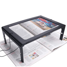 Full Page Reading Magnifier 2.5X LED Lighted Hands Rectangular Desktop Magnifying Glass for Seniors