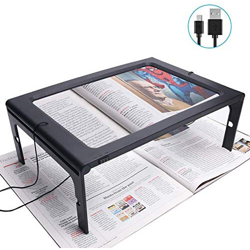 Full Page Reading Magnifier 2.5X LED Lighted Hands Rectangular Desktop Magnifying Glass for Seniors 1