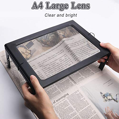 Full Page Reading Magnifier 2.5X LED Lighted Hands Rectangular Desktop Magnifying Glass for Seniors 2