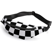 Waterproof Checkered Fanny Pack with Adjustable Crossbody Strap, Dual Compartments for Hiking Travel
