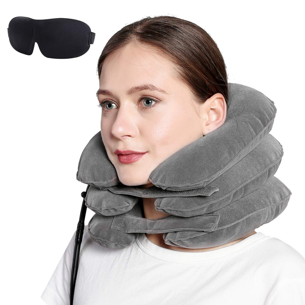Cervical Neck Traction Device Adjustable Inflatable Neck Stretcher Pillow for Pain Relief and Spine Alignment