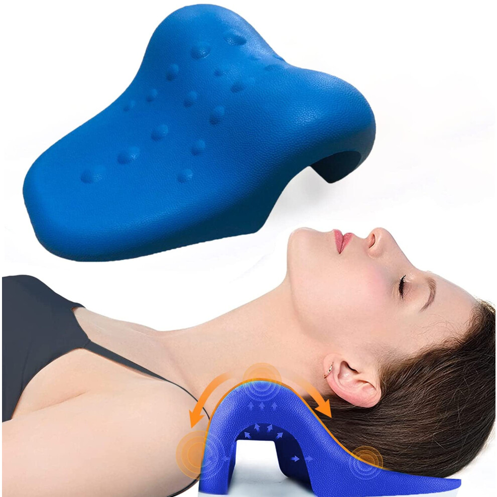 Dark/Blue Neck Stretcher For Pain Relief And Cervical Spine Alignment, Ergonomic Traction Pillow For Tmj,