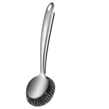 Stainless Steel Dish Scrubber with Long Handle, HeavyDuty RustResistant Brush for Pots and Pans