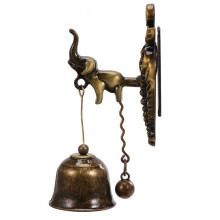 Cast Iron Elephant Doorbell Vintage Farmhouse Style with Loud Clear Ring and Easy Wall Mounting