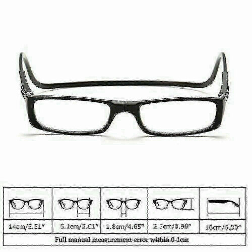(150, Black) Folding Reading Glasses with Magnetic Snap Click Front and Hanging Neck Spectacles 1